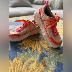 Vibrant Orange and Pink Platform Shoes with Chunky Sole